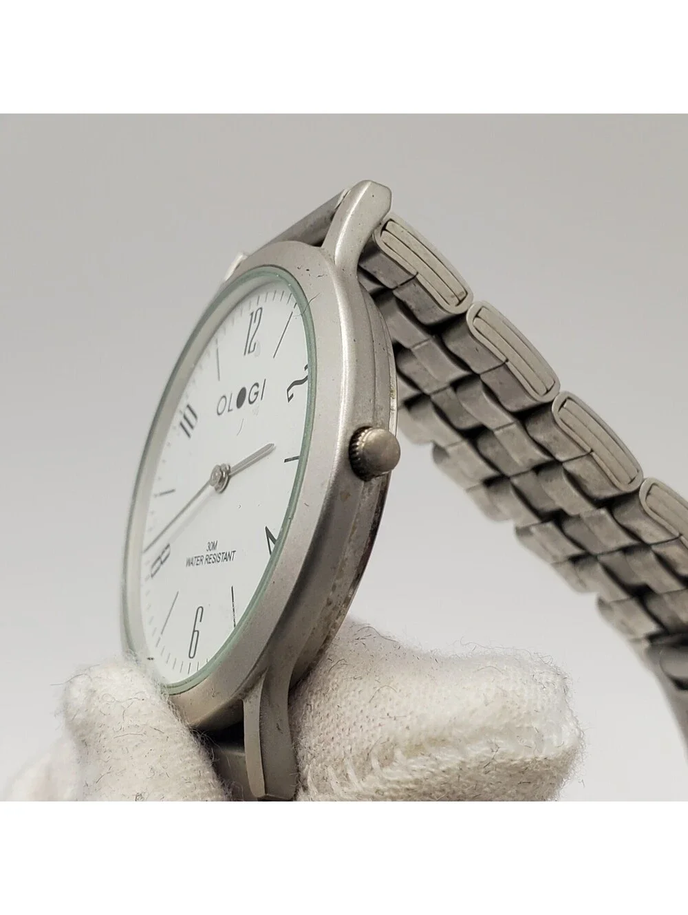 Ologi Quartz Watch 34mm Silver Tone White Dial New Battery